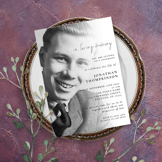 In Love Memory Foto Beerdigung Mittagessen Einladung