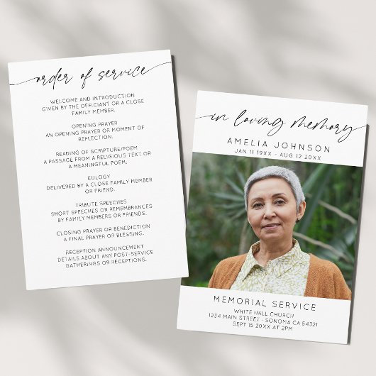 In Love Memory Foto Beerdigung Ordnung des Dienste Programm