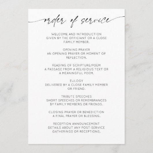 In Love Memory Foto Beerdigung Ordnung des Dienste Programm (Rückseite)