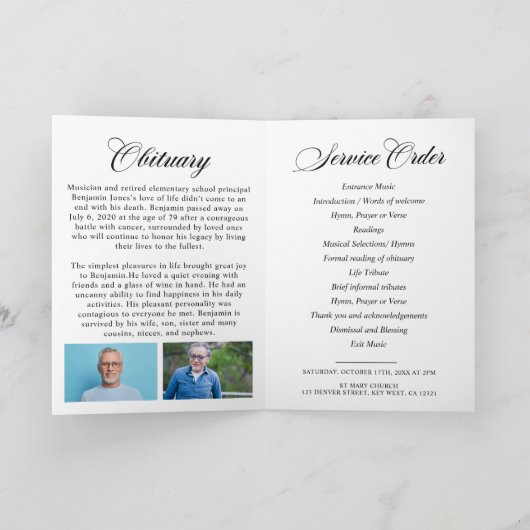 In Love Memory Foto Beerdigung Programm (Innenseite)