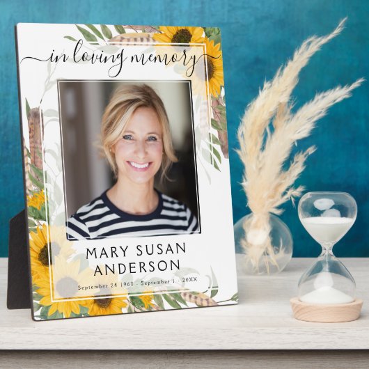 In Love Memory Foto Beerdigung Sonnenblumen Gedenk Fotoplatte (Seite)