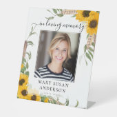In Love Memory Foto Beerdigung Sonnenblumen Gedenk Sockelschild (Vorderseite)