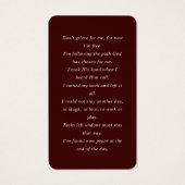 In Love Memory Foto Beerdigungskarte (Rückseite)