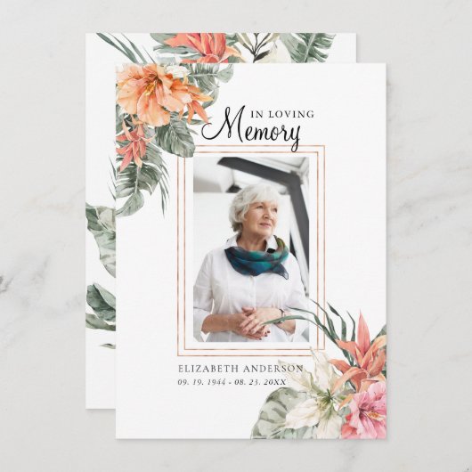 In Love Memory | Foto Beerdigungskarte (Vorne/Hinten)
