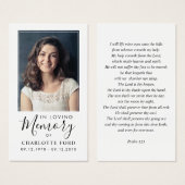 In Love Memory Foto Beerdigungskarte (Vorne & Hinten)