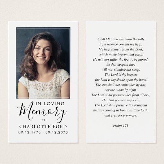 In Love Memory Foto Beerdigungskarte (Vorne & Hinten)