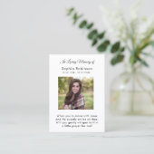 In Love Memory Foto Beerdigungskarte Visitenkarte (Stehend Vorderseite)