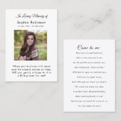 In Love Memory Foto Beerdigungskarte Visitenkarte (Vorne/Hinten)