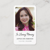 In Love Memory Foto Beerdigungskarte Visitenkarte (Vorderseite)