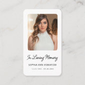 In Love Memory Foto Beerdigungskarte Visitenkarte (Vorderseite)