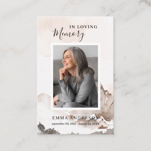 In Love Memory Foto Beerdigungskarte Visitenkarte (Vorderseite)