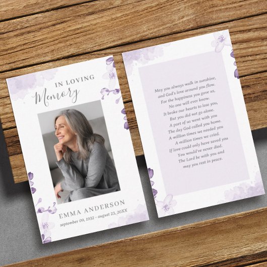 In Love Memory | Foto Beerdigungskarte Visitenkarte