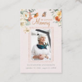 In Love Memory | Foto Beerdigungskarte Visitenkarte (Vorderseite)