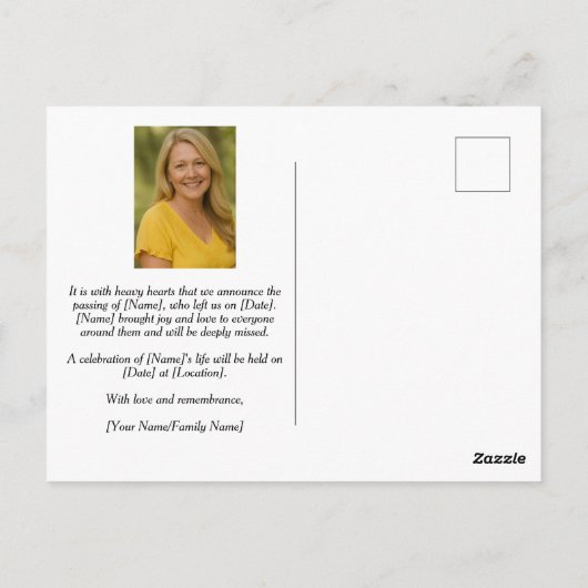 In Love Memory Foto Card Postkarte (Rückseite)