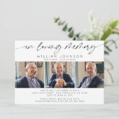 In Love Memory Foto Collage Beerdigung horizontal Einladung (Stehend Vorderseite)