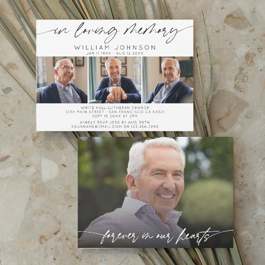In Love Memory Foto Collage Beerdigung horizontal Einladung