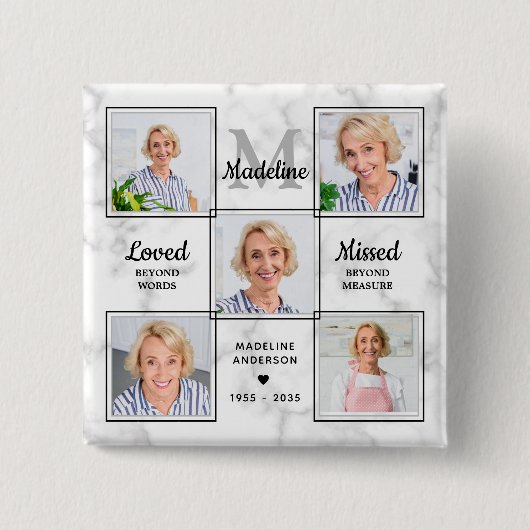 In Love Memory Foto Collage Memorial Beerdigung Button (Vorderseite)