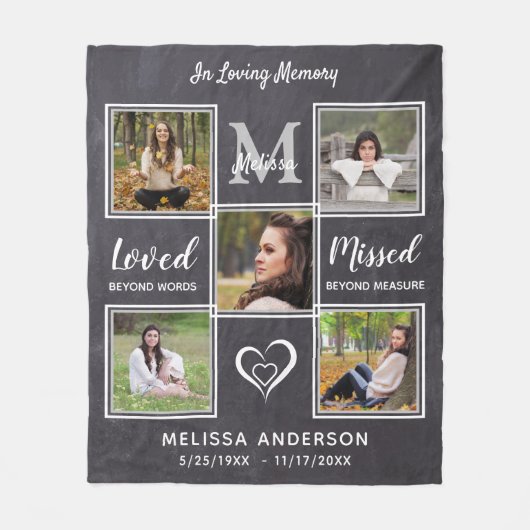 In Love Memory Foto Collage Memorial Fleecedecke (Vorderseite)