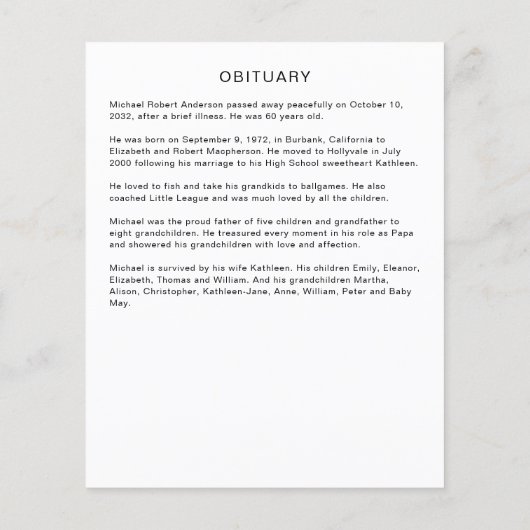 In Love Memory Foto Collage Obituary Memorial Flyer (Hinten)