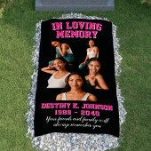 In Love Memory Foto Collage Pink Grave Blanket Banner