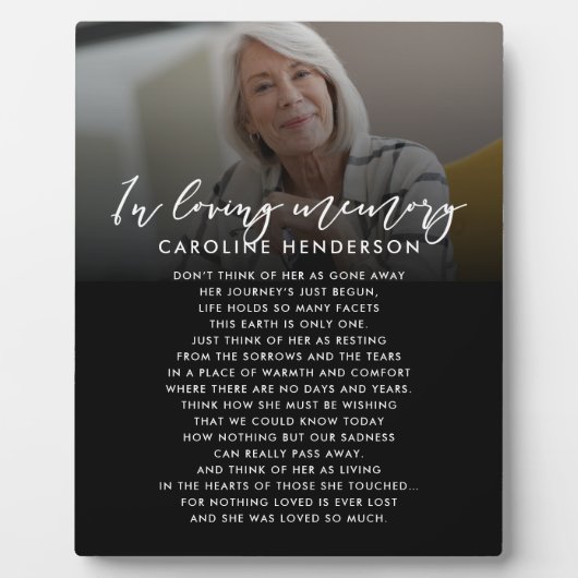 In Love Memory Foto Custom Quote/Poem Tabletop Fotoplatte (Vorderseite)