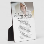 In Love Memory Foto Custom Quote/Poem Tabletop Fotoplatte (Seite)