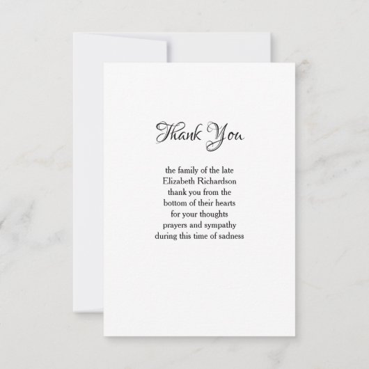 In Love Memory Foto Elegante Skriptbeerdigung Dankeskarte (Rückseite)