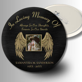 In Love Memory Foto Erinnerung Angel Wings Button