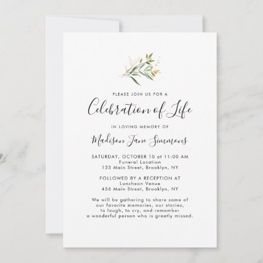 In Love Memory Foto Feier des Lebens Beerdigung Einladung (Rückseite)