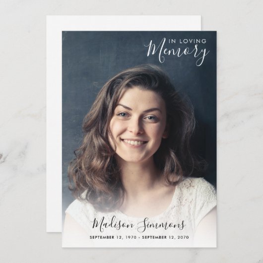 In Love Memory Foto Feier des Lebens Beerdigung Einladung (Vorne/Hinten)