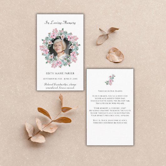 In Love Memory Foto florale Gedenkkarte Visitenkarte