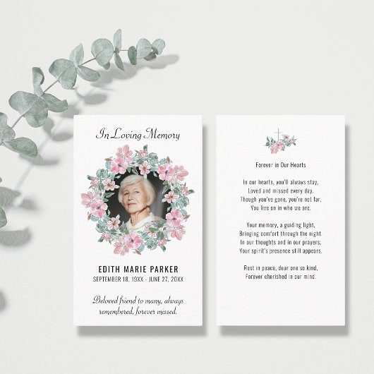 In Love Memory Foto florale Gedenkkarte Visitenkarte