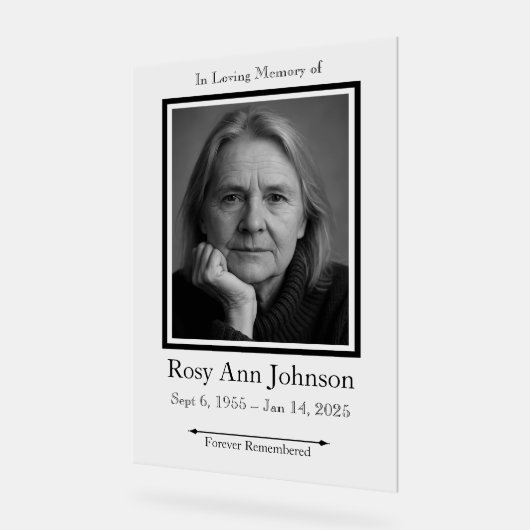 In Love Memory Foto Funeral Memorial Board Acrylschild (Winkel)