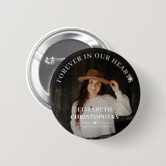In Love Memory Foto Funeral Memorial Button (Vorne & Hinten)