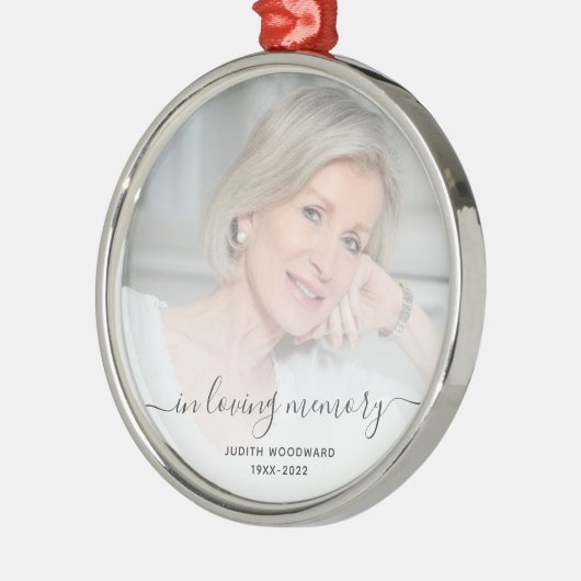 In Love Memory Foto Gray Script Erinnerung Ornament Aus Metall (Links)