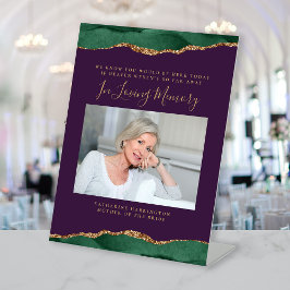 In Love Memory Foto Grün Lila Hochzeit Sockelschild