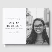 In Love Memory Foto Heart Script Begräbnisklasse Gästebuch (Vorderseite)