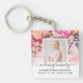 In Love Memory Foto helle florale Gedenkstätte Schlüsselanhänger (Vorderseite)
