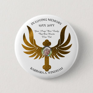 In Love Memory Foto Keepake Cross mit Wings K Button