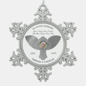 In Love Memory Foto Keepake Cross mit Wings S Schneeflocken Zinn-Ornament (Vorderseite)
