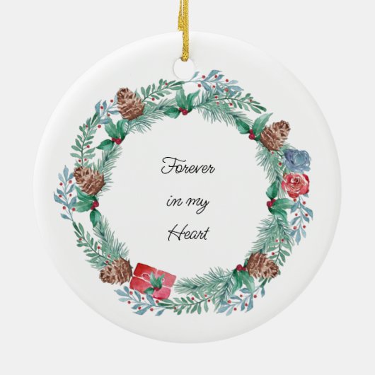 In Love Memory Foto Kiefernkranz Keramik oder Ornament (Hinten)