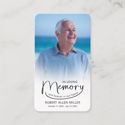 In Love Memory Foto Lesezeichen Prayer Card Visitenkarte (Vorderseite)