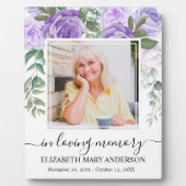 In Love Memory Foto Lila florale Gedenkstätte Fotoplatte (Vorderseite)
