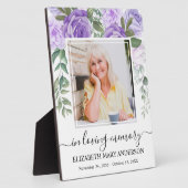 In Love Memory Foto Lila florale Gedenkstätte Fotoplatte (Seite)