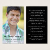 In Love Memory Foto Memorial Poem Card (Vorne & Hinten)