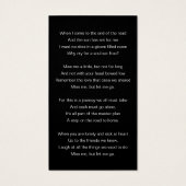 In Love Memory Foto Memorial Poem Card (Rückseite)