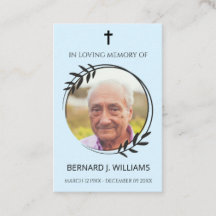 In Love Memory Foto Memorial Prayer Card