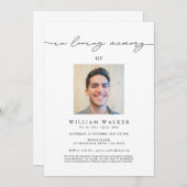 In Love Memory Foto Memorial Service Beerdigung Einladung (Vorne/Hinten)