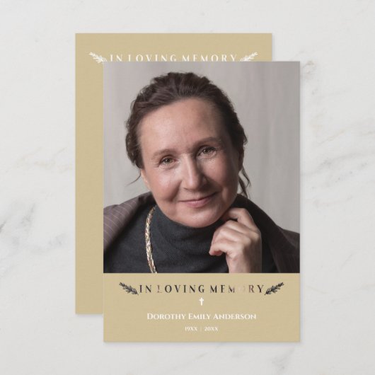 In Love Memory Foto Minimalistisch Loved Ones Gold Mitteilungskarte (Vorne/Hinten)
