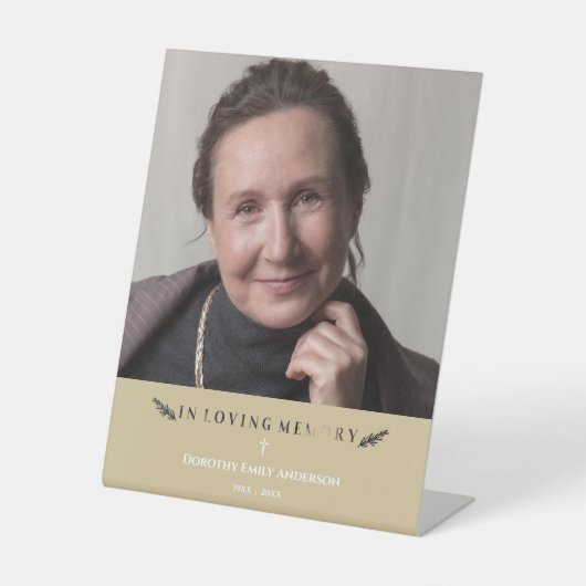 In Love Memory Foto Minimalistisch Loved Ones Gold Sockelschild (Vorderseite)